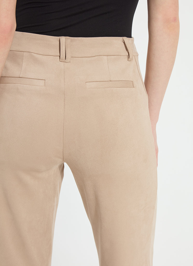 Lyssé Vionette Vegan Suede Wide Leg Trouser (28" Inseam) in Salted Caramel, view 5