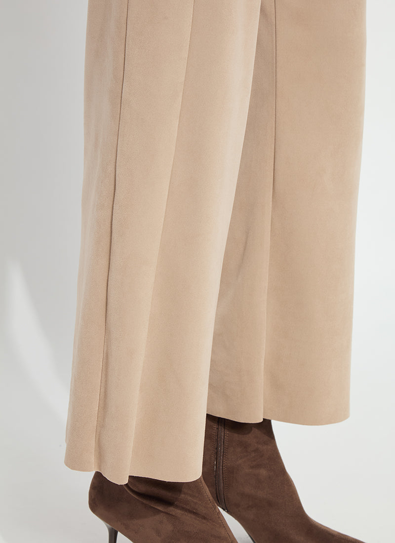 Lyssé Vionette Vegan Suede Wide Leg Trouser (28" Inseam) in Salted Caramel, view 6