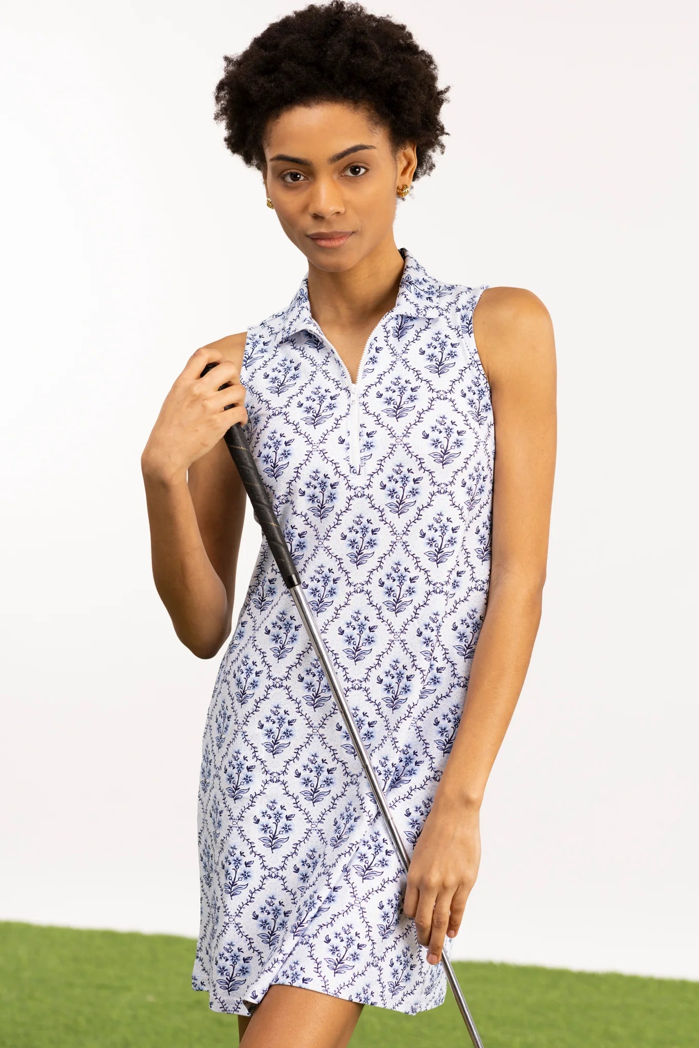 Katherine Dress in Cornflower Tile